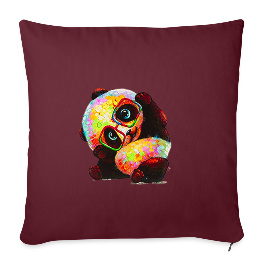 Throw Pillow Cover Panda - burgundy