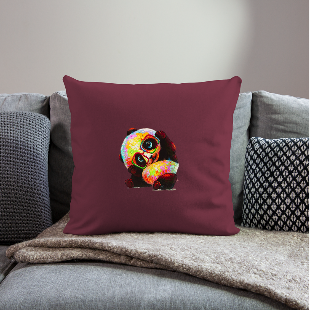 Throw Pillow Cover Panda - burgundy