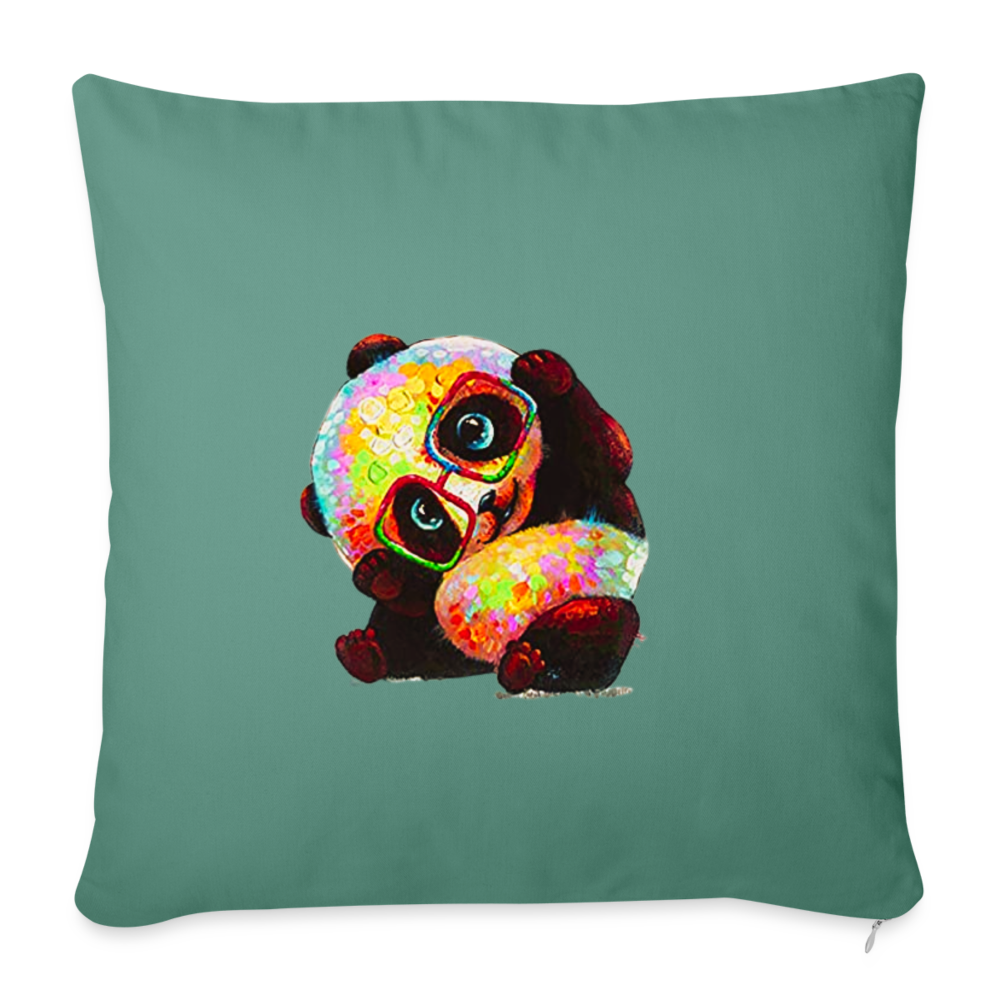 Throw Pillow Cover Panda - cypress green