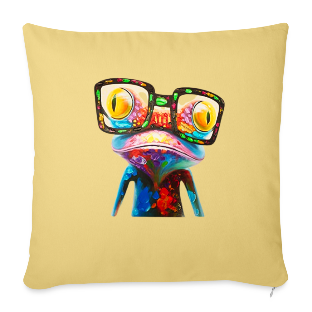 Throw Pillow Cover Froggy - washed yellow