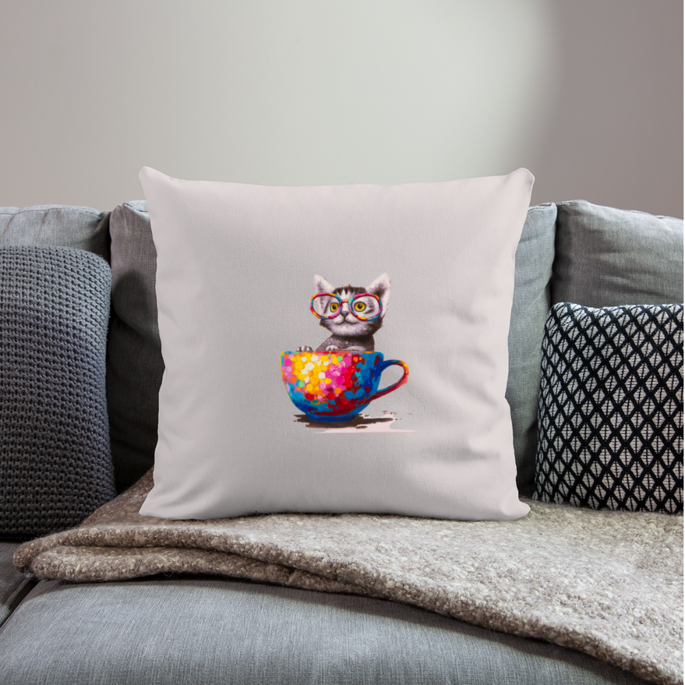 Throw Pillow Cover Kitty - light taupe