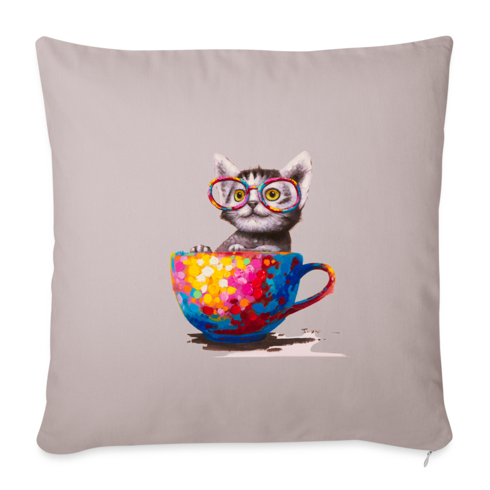 Throw Pillow Cover Kitty - light taupe