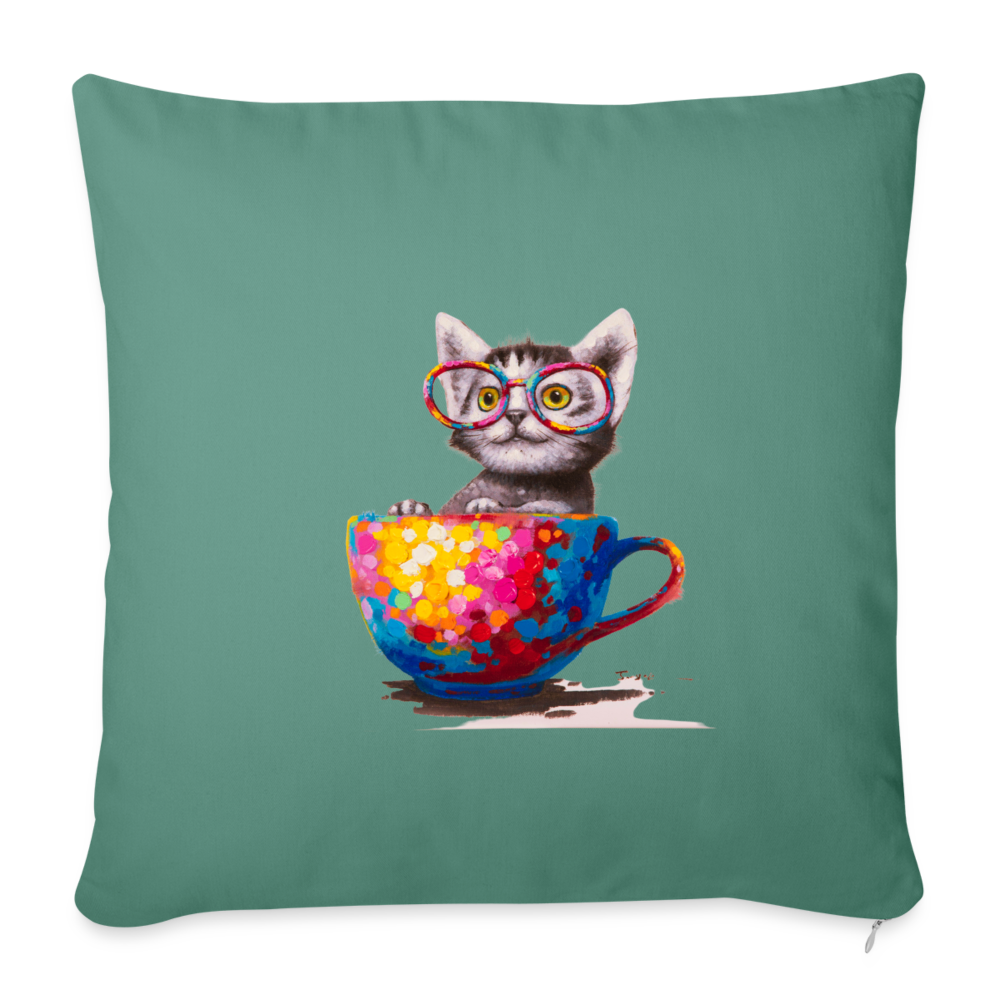 Throw Pillow Cover Kitty - cypress green
